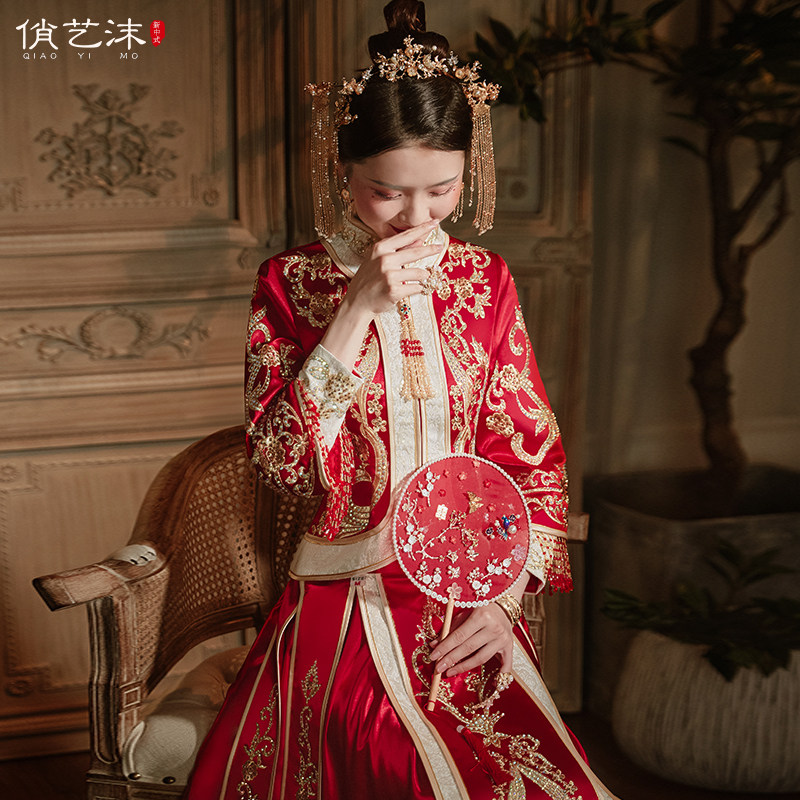 秀禾服2020新款秋冬结婚显瘦重工小个子中式新娘服女龙凤褂出阁服