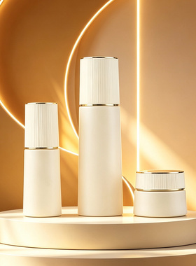 白色的化妆品玻璃瓶套装 30g面霜乳液空瓶按压瓶40ml乳液瓶膏霜瓶