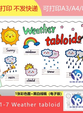1591-7Weather tabloid英语天气小报手抄报电子版关注天气气候