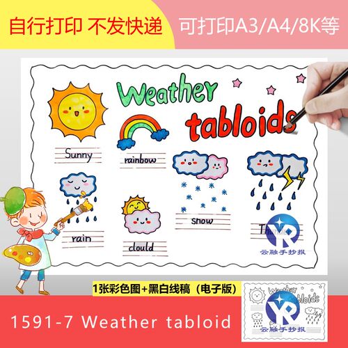 1591-7Weather tabloid英语天气小报手抄报电子版关注天气气候