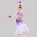 儿童傣族舞蹈服演出服装 表演民族舞蹈女幼儿鱼尾裙童孔雀舞亮片服