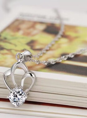 1克拉莫桑钻皇冠项链女纯18k白金