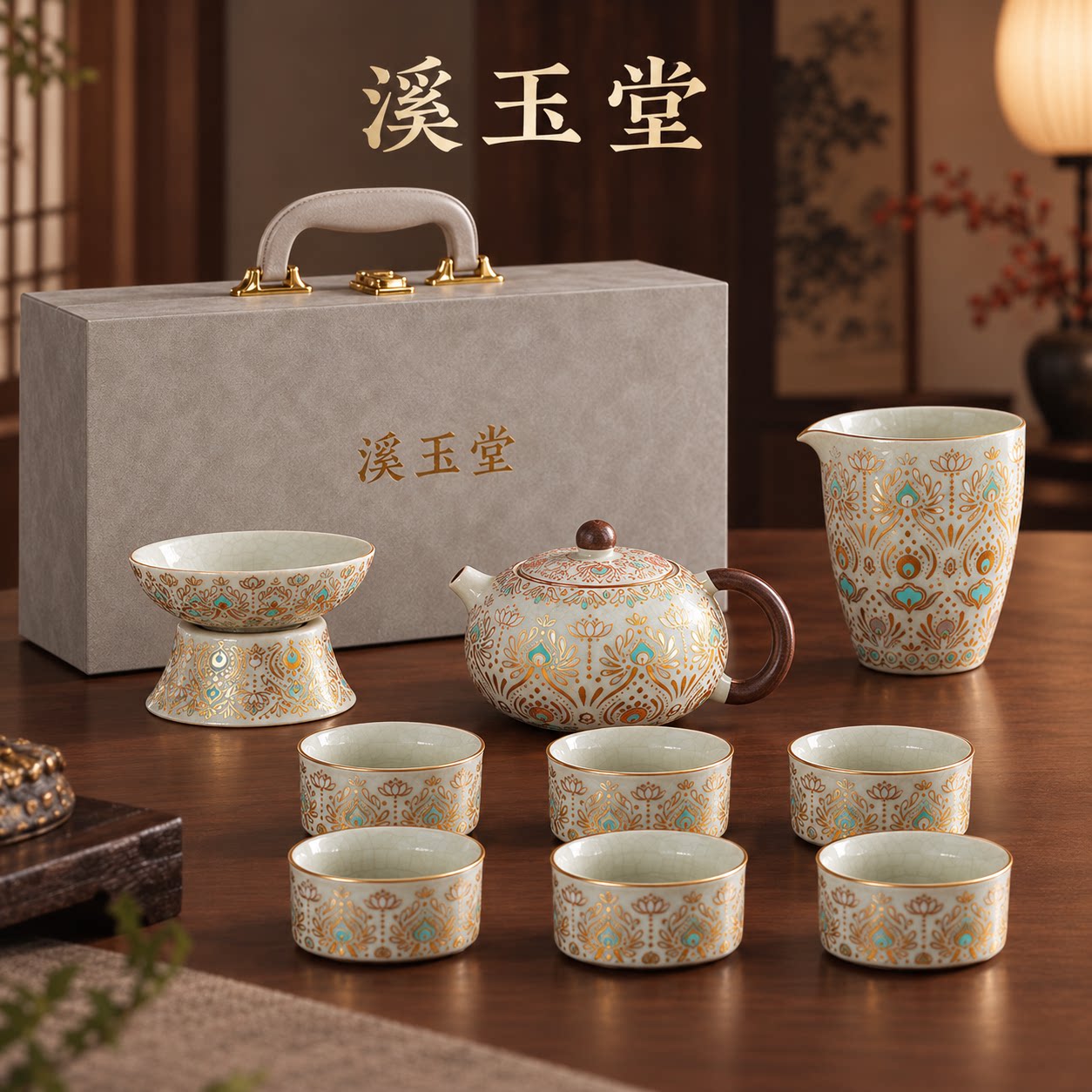 汝窑功夫茶具套装2026新款泡茶专用茶壶轻奢高档家用茶杯送长辈