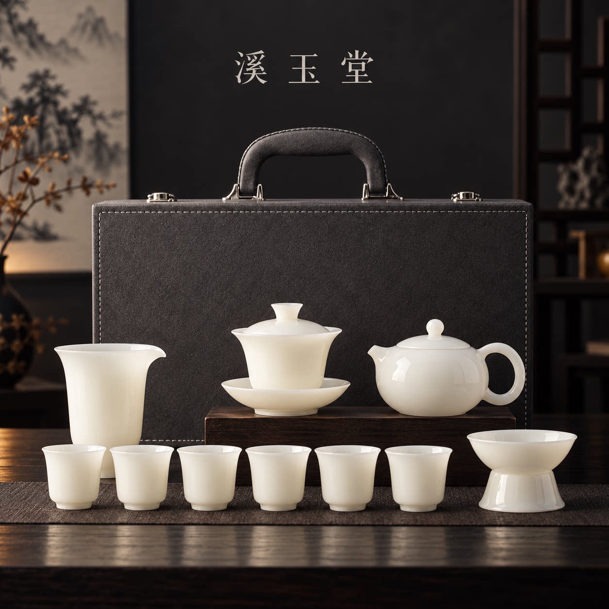 冰种璞玉功夫茶具套装盖碗茶壶茶杯茶具商用会客家用高档轻奢送礼