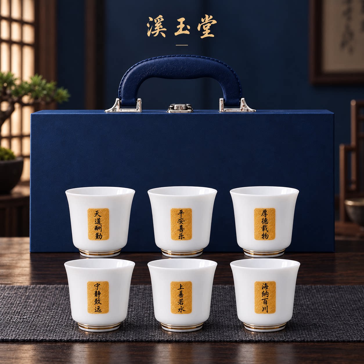 冰种璞玉茶杯薄胎功夫茶杯主人杯品茗杯高档功夫茶具套装送长辈