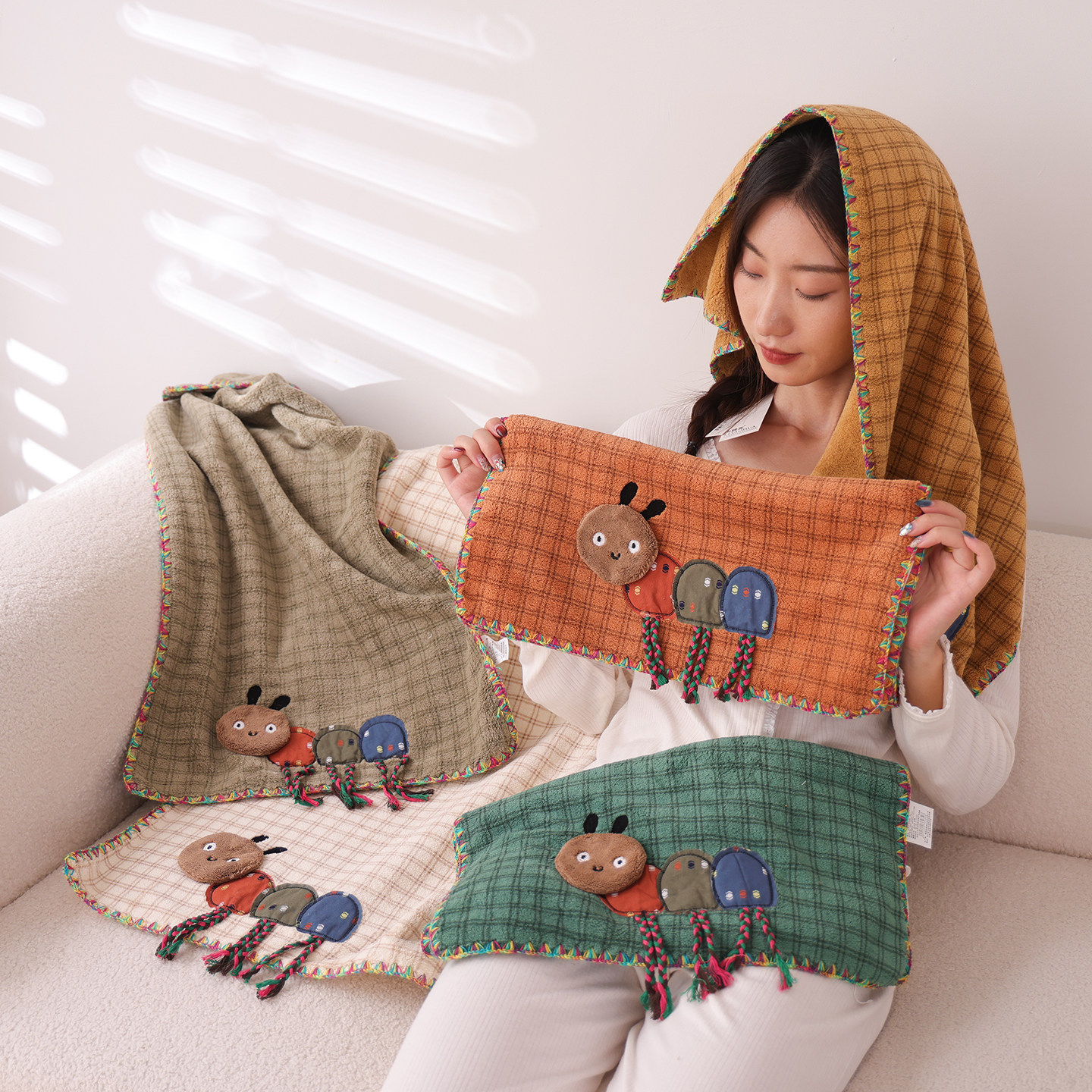 珊瑚绒毛巾吸水速干不掉毛40*80加厚家用柔软洗脸面巾卡通干发巾