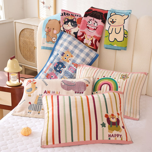 八层加厚纯棉纱布儿童枕巾