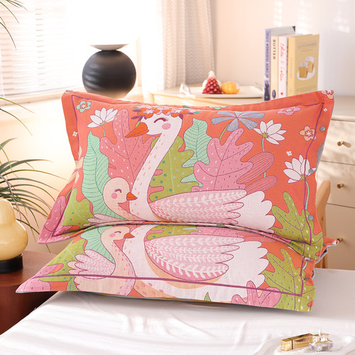 按扣枕套一对全棉枕头套加厚柔软