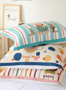 八层纯棉纱布枕巾一对装新款成人家用枕头巾加厚柔软卡通全棉盖巾