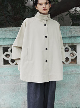 Fist to Fist  100%棉 立领宽袖设计 单排扣斗篷感风衣FW0047