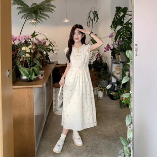 夏季2026甜美碎花盘扣连衣裙女新款收腰显瘦中长款设计感背心裙子
