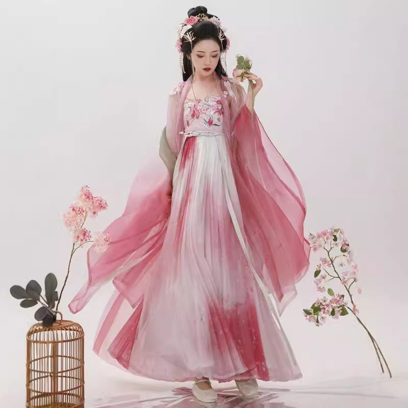 成人汉服原创《拽妃》唐制诃子裙绣花大袖衫齐胸襦裙春夏超仙