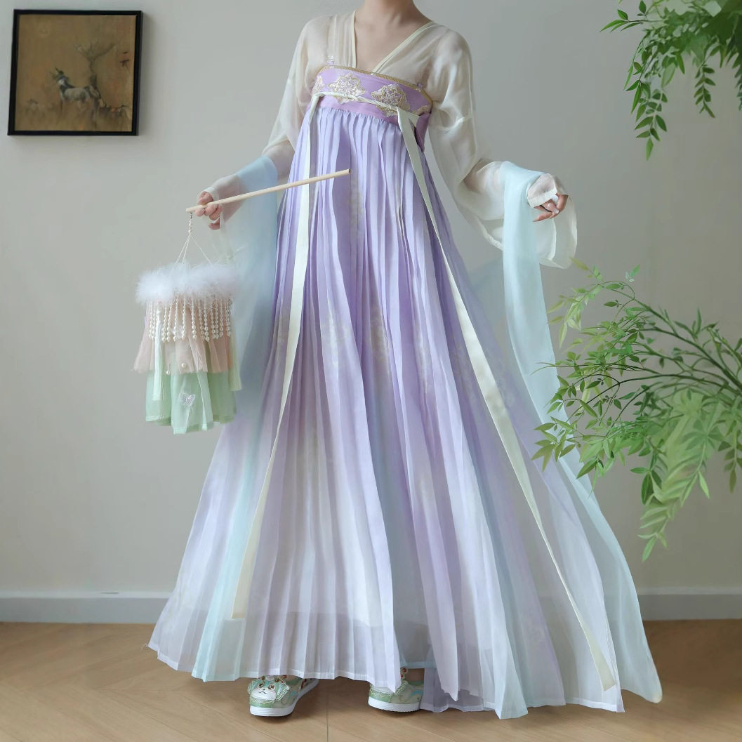 【 春锦】 新款唐制汉服一片式刺绣齐胸裙仙气小清新春夏套装日常