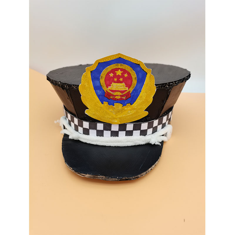 纸板箱创意手工帽 变废为宝环保幼儿园小制作 职业帽子 成品服饰