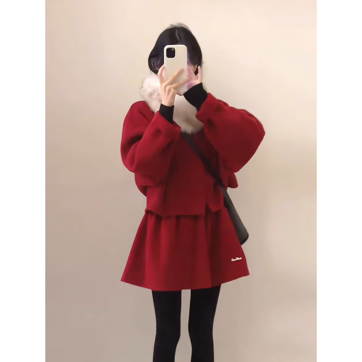 盐系轻熟小香风富家千金感独特漂亮本命年红色毛呢两件套装女秋冬,女装/女士精品,时尚套装,淘宝优惠券,粉丝福利购,淘宝优惠卷