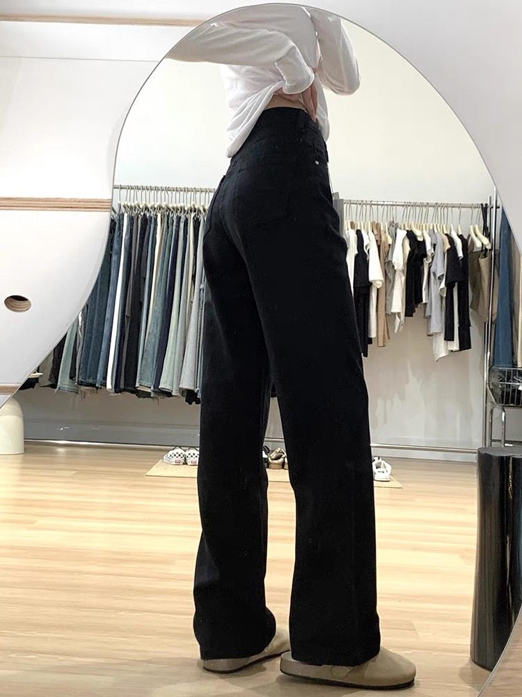 黑色牛仔裤女秋季水洗百搭高腰阔腿裤宽松直筒拖地裤长裤显瘦裤子,女装/女士精品,卫裤,淘宝优惠券,粉丝福利购,淘宝优惠卷