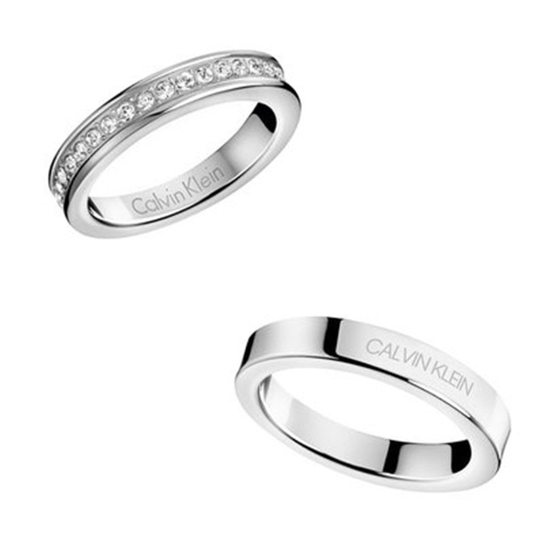 CalvinKlein/CK戒指女满天星经典款小情侣素圈玫瑰金简约对戒男潮
