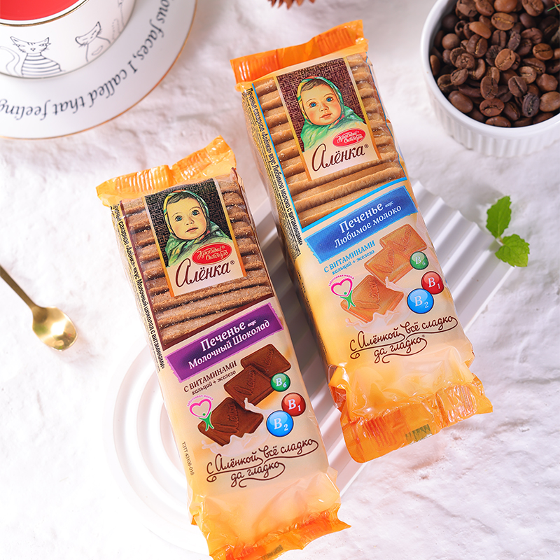 爱莲巧牌俄罗斯国家馆原装进口饼干巧克力早餐饼休闲零食品190g