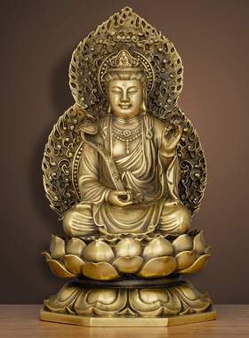 铜文殊菩萨佛像生肖属兔本命佛家居佛堂供奉摆件铜工艺品装饰品