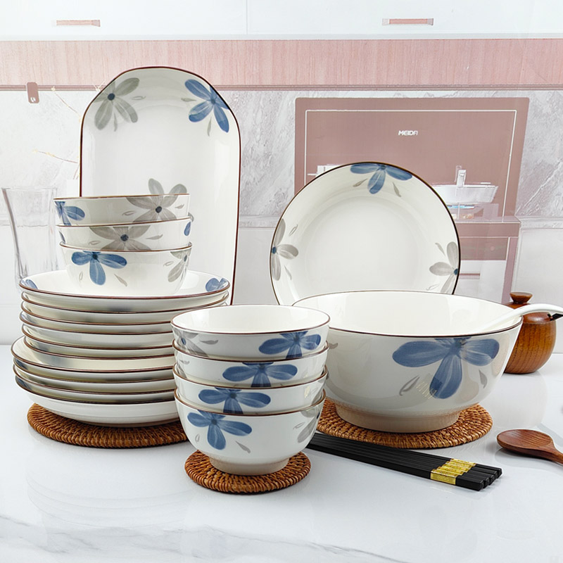 景德镇餐具套装2025新款高温釉下彩餐具碗盘家用陶瓷碗碟碗筷组合