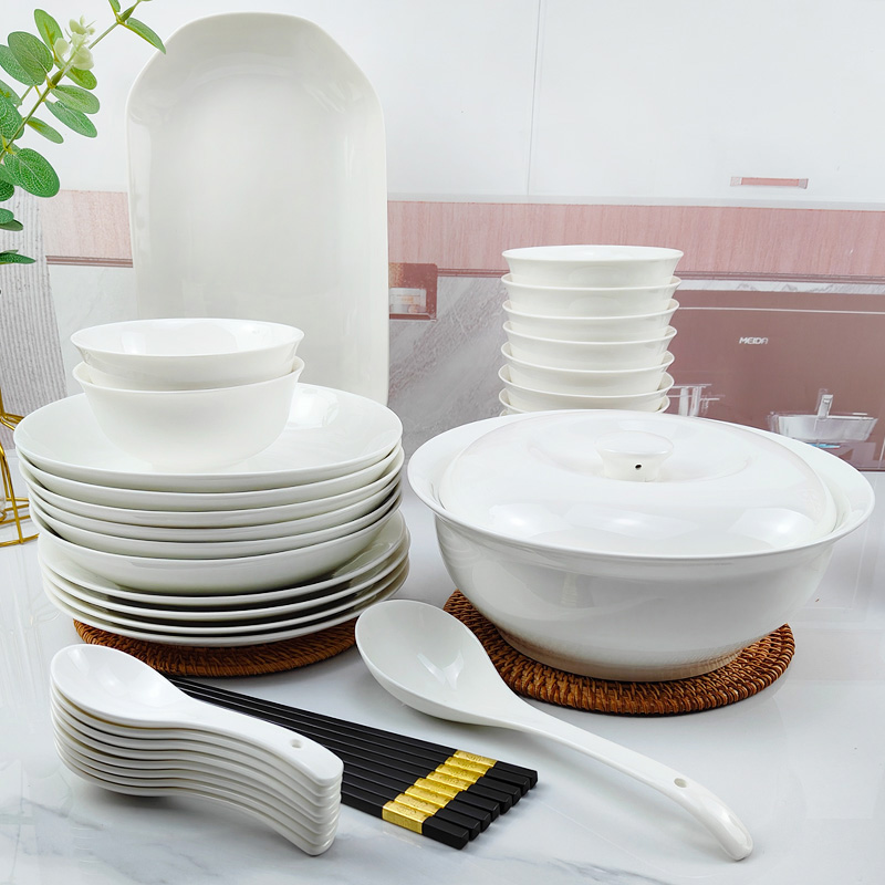 景德镇盘子碗家用2025新款餐具套装组合碗筷碗碟十碗十盘高级感白