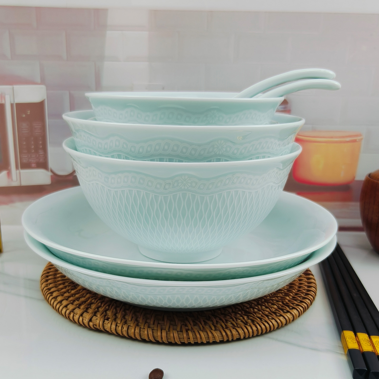 景德镇陶瓷碗盘碟高温釉下彩餐具