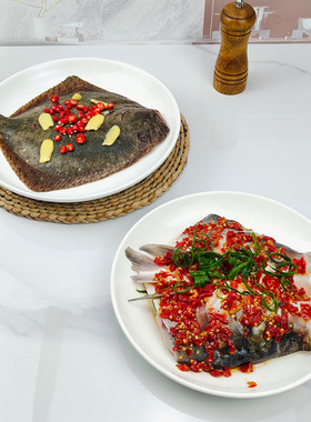 12寸大盘子10英寸深盘圆形剁椒鱼头专用盘子蒸多宝鱼蒸鱼盘白瓷盘