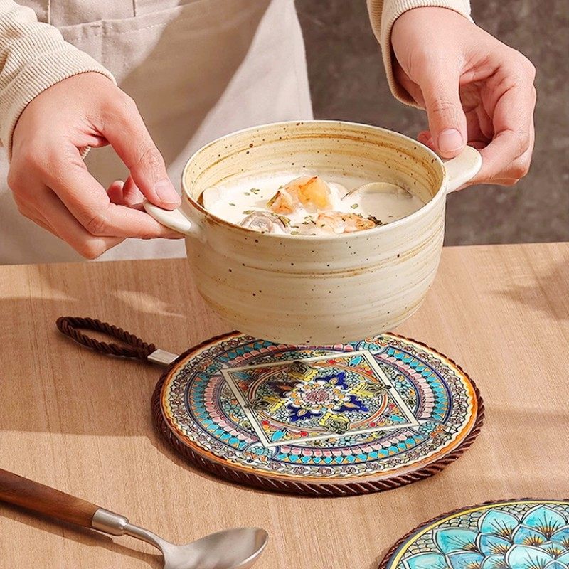 复古隔热垫耐高温砂锅防烫垫珐琅锅垫子陶瓷新中式餐桌防滑餐盘垫,餐饮具,餐垫,淘宝优惠券,粉丝福利购,淘宝优惠卷