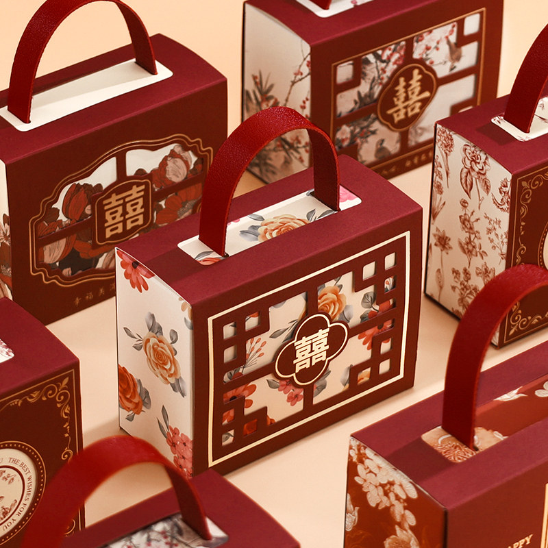 结婚喜糖盒子2025新款婚礼伴手礼盒手提大号喜糖盒空盒糖果包装盒