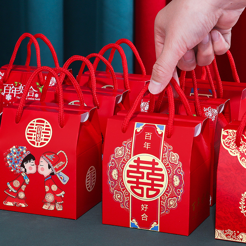 结婚喜糖盒中式手提喜糖盒子