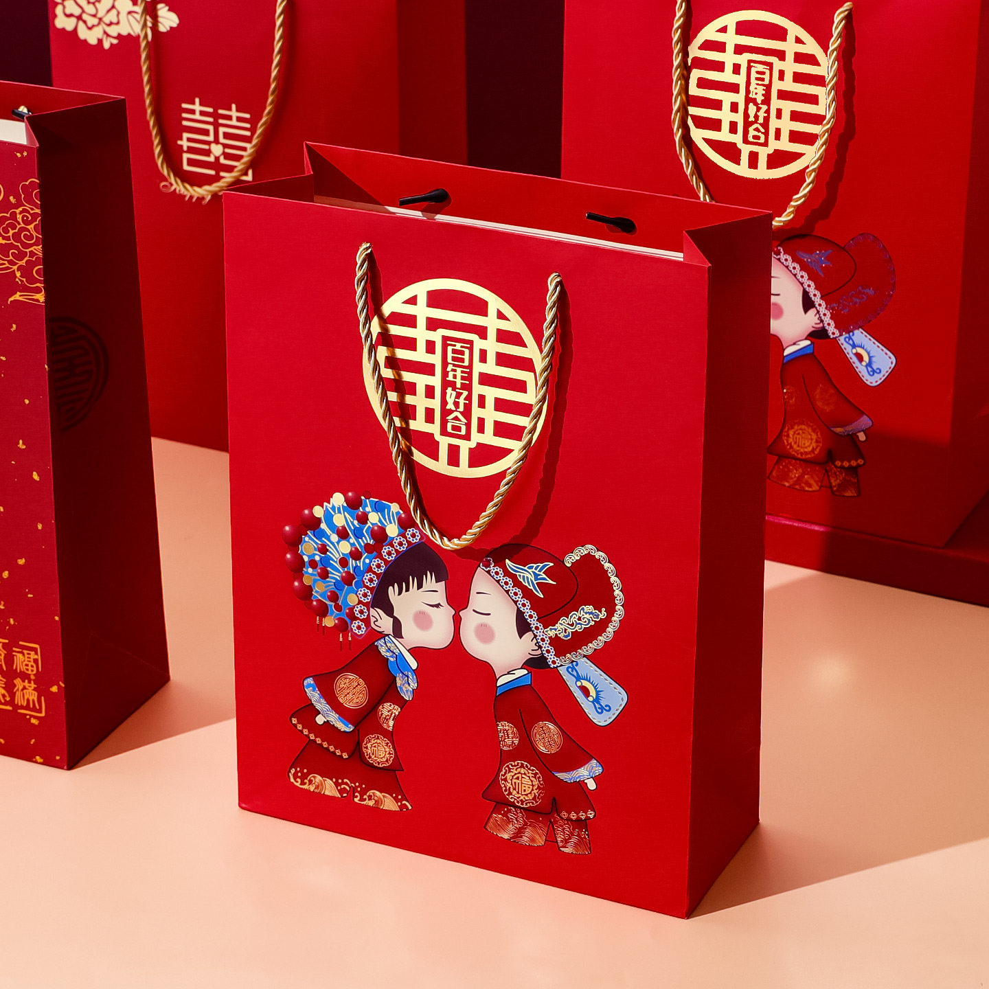 结婚喜糖盒喜糖袋子新款婚礼伴手礼盒礼品袋空盒回礼包装盒手提袋