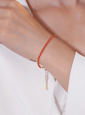 精致不掉色红绳珠钛钢个性复古