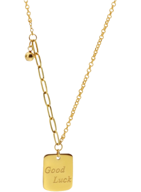 彩金方形字母项链新款女钛钢轻奢