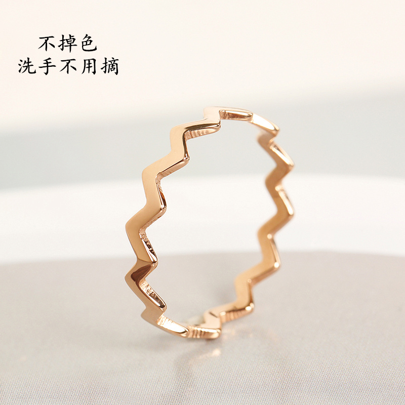 梓妍女小众ins潮网18k玫瑰金戒指