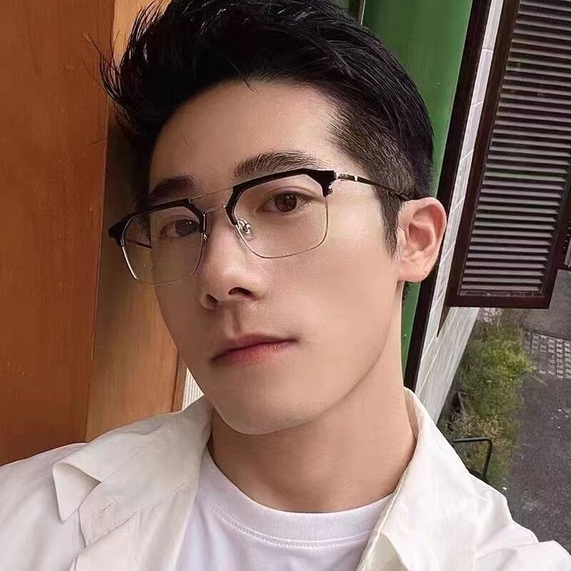 2023新款双梁斯文理工男款变色近视眼镜高级感网红款光感变色眼镜