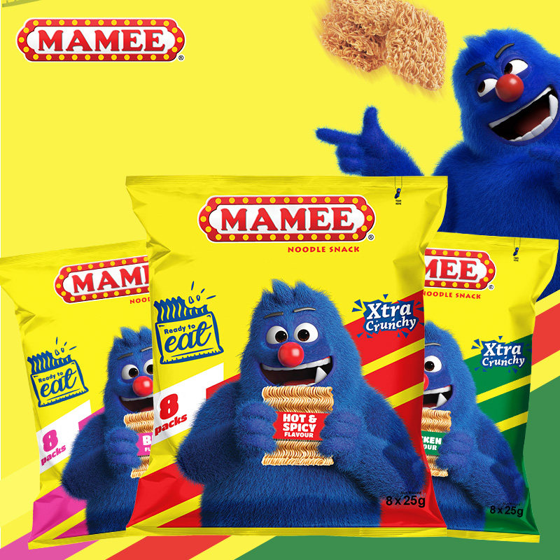 MAMEE/妈咪马来西亚进口干吃面香辣烧烤味24包点心面网红零食食品