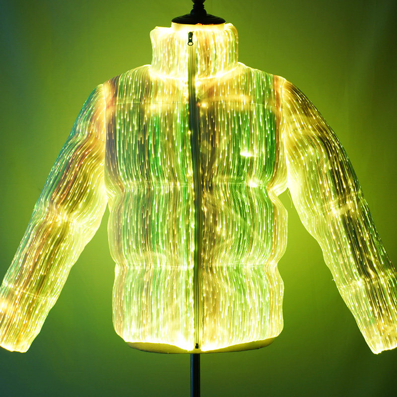发光立领羽绒服情侣发光外套抖音同款发光羽绒服发光炫酷蓝牙控制