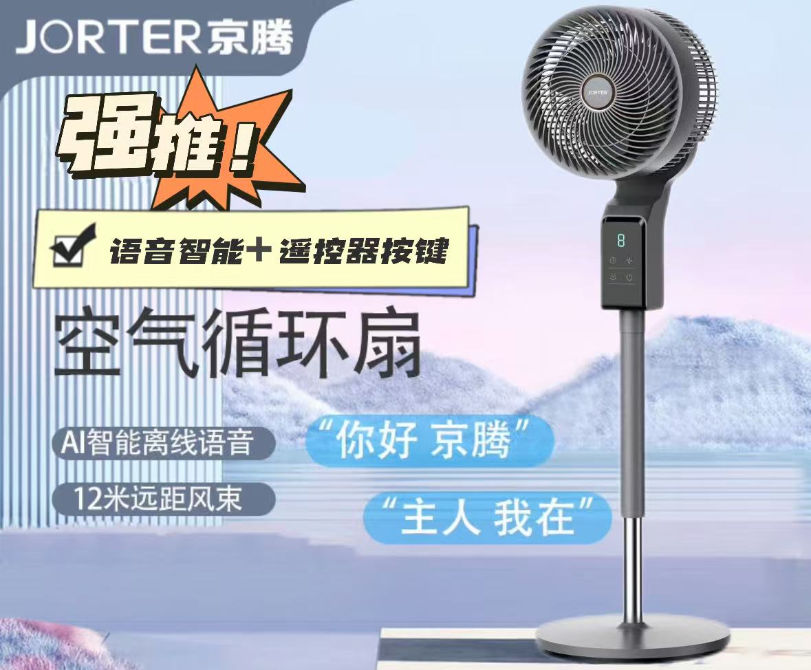 空气循环扇京腾2025新款语音3D遥控定时摇头落地扇台立家用电风扇