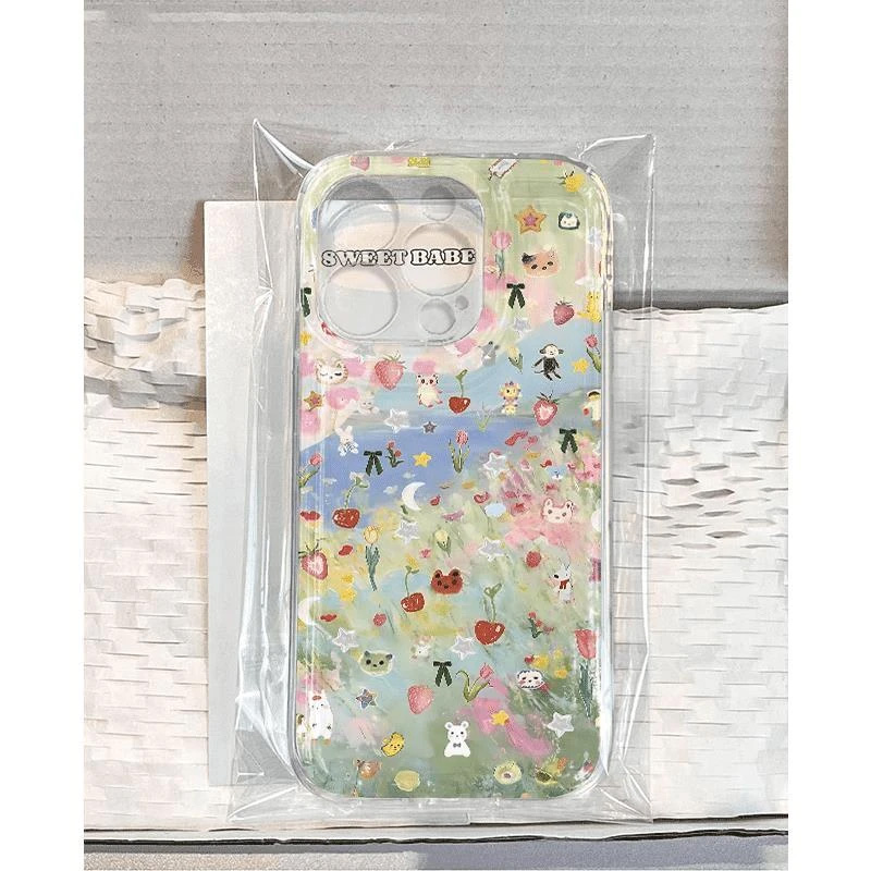 夏日水彩小动物适用苹果16promax手机壳iPhone14华为mate70新款Pura70荣耀300透明Reno13女小米15vivos20软套