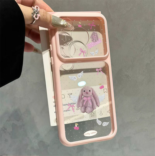 波点兔子大视窗适用苹果18promax手机壳iPhone16pro小米17reno14x300magic8s30nova15华为Pura90mate80findx8