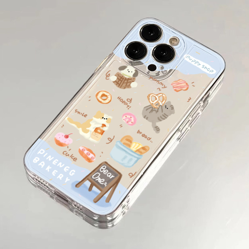 可爱猫咪曲奇饼干适用苹果15/14promax手机壳nova12华为mate60红米k70卡通iPhone13全包OPPO小米14保护套x100