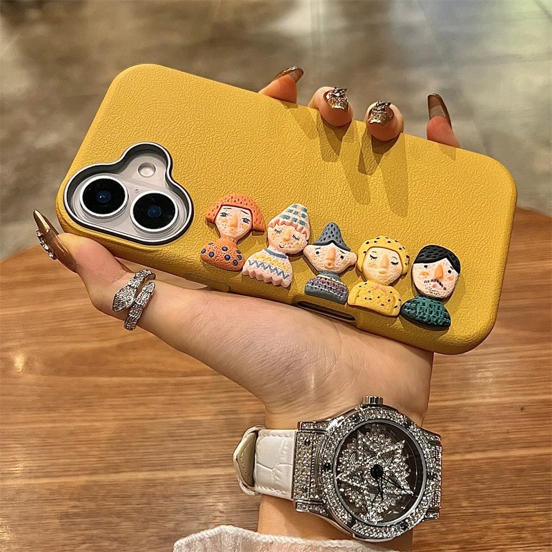 【高品质】姜黄色金属框公仔苹果16手机壳苹果16promax新款iphone16pro套苹果15防摔14硅胶13全包12女Pro适用
