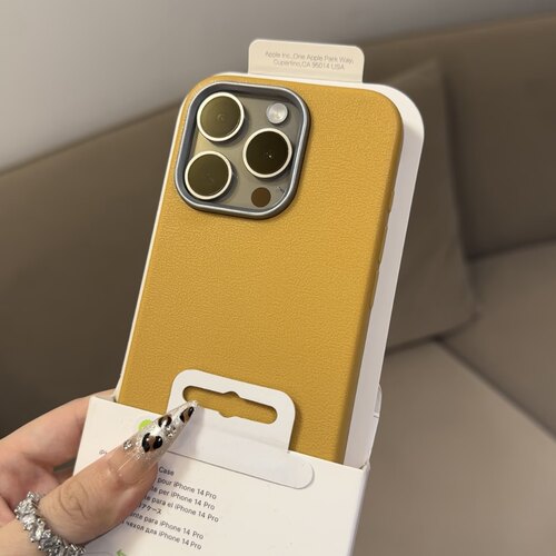 秋冬皮纹防滑金属框适用苹果17promax新款手机壳iphone16情侣15pro男士14pro气质女神13极简12防摔11保护套软