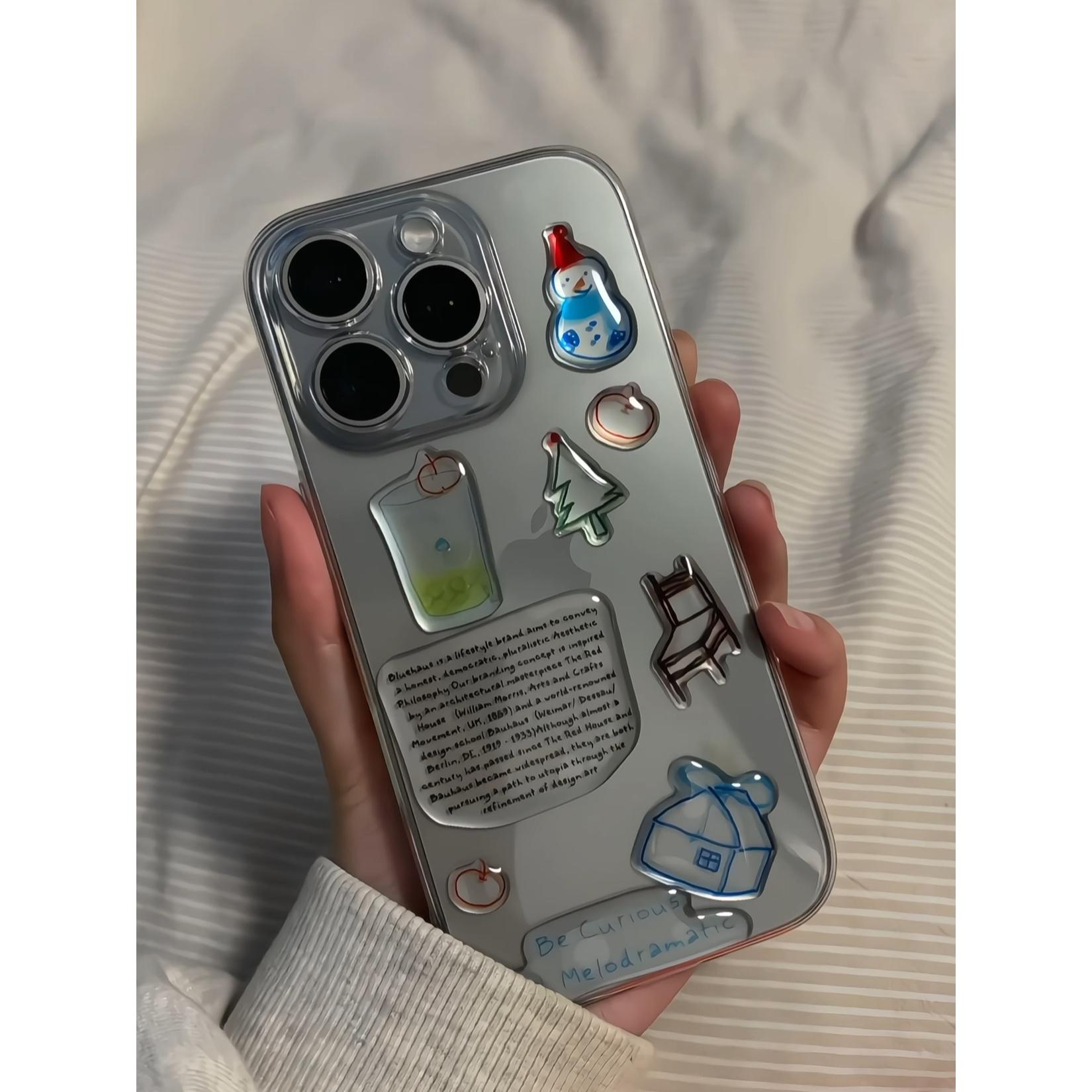 可爱雪人DIY滴胶贴纸适用苹果16promax手机壳14pro小众15不撞壳11华为mate60/p70荣耀90软vivo小米13红米OPPO