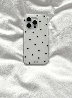 极简ins白底黑色波点经典适用iphone16promax手机壳苹果13/14华为mate70大孔vivos20小米15oppofindx8荣耀300