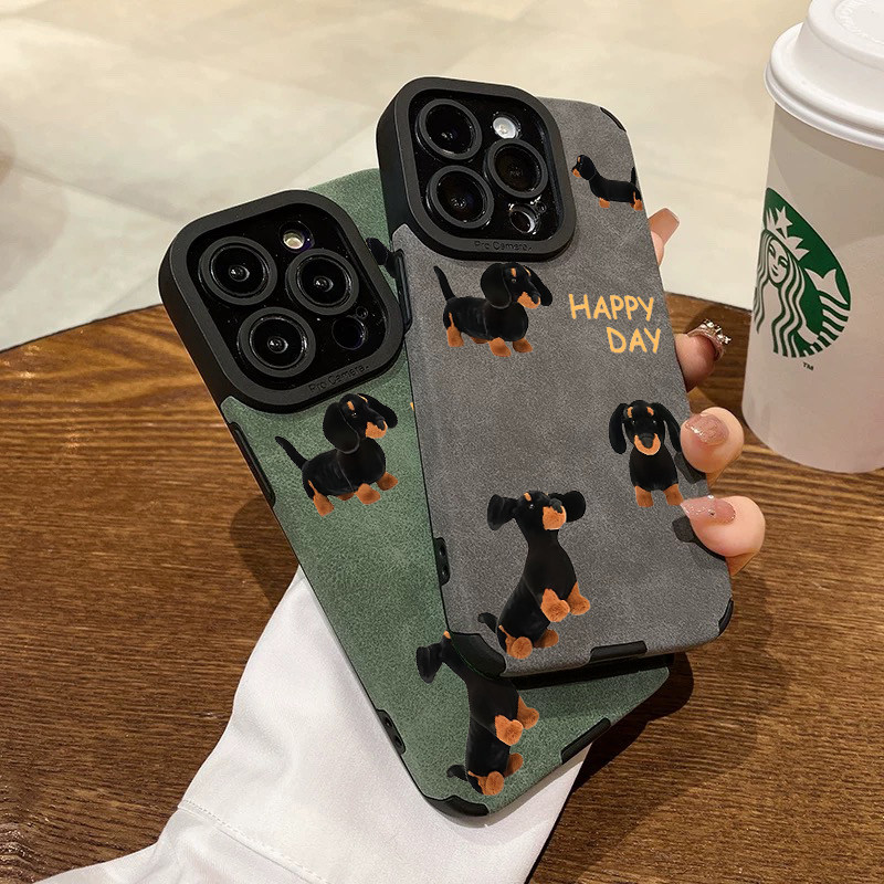 腊肠狗适用苹果16手机壳15翻毛皮14保护13软套iPhone12硅胶Xs全11包xr防摔pro男max女6s新款15plus秋冬高颜值