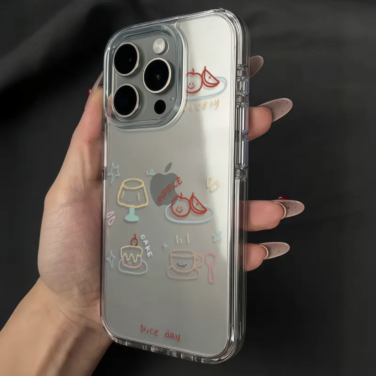 韩系简约线条下午茶适用iphone16promax手机壳苹果13透明14华为mate70卡通vivox200s19小米15oppo软套红米k80