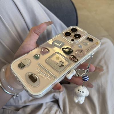 闹钟小黑猫边款二合一适用iPhone16promax立体贴纸手工苹果13/14/15保护壳15promax全包防摔11pm卡通女款软壳