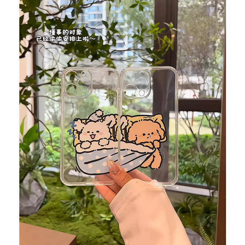 抢被子小狗适用苹果16E手机壳iPhone15promax小米11新款vivos12卡通opporeno13华为Nova14红米K80荣耀magic7