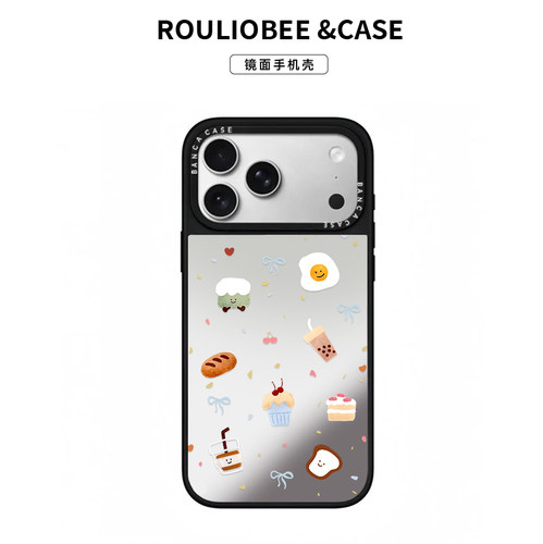 ins面包甜点适用苹果18ProMax手机壳iPhone17pro华为mate80超好看小米17PM荣耀500潮牌镜面vivoS30oppoFINDX9